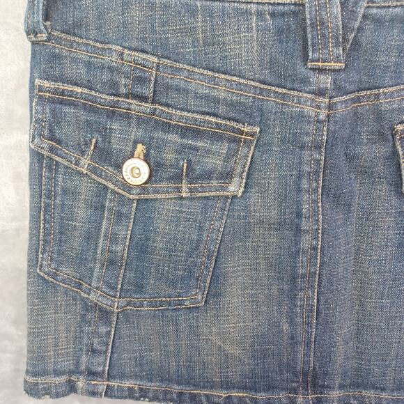 Vintage Y2K Z Cavaricci Distressed Denim Jean Mini Skirt Size 3 Retro Mean Girls - Picture 7 of 14